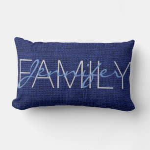 Royal blue Rustic Burlap Monogram Kussen
