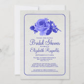 Royal Blue Rustic Floral Bridal Shower-uitnodiging Kaart (Voorkant)