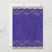 Royal Blue Rustic Lace Wedding Invitations Kaart (Achterkant)