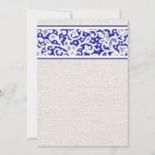 Royal Blue Rustic Linen Bridal Shower Invitations Kaart (Achterkant)