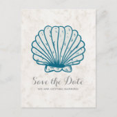 Royal Blue Rustic Seashell Save the Date Briefkaar Aankondigingskaart (Voorkant)
