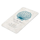 Royal Blue Rustic Seashell Save the Date Magneet (Linkerzijde)