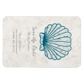 Royal Blue Rustic Seashell Save the Date Magneet (Horizontaal)
