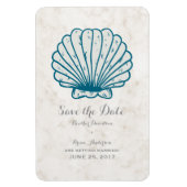 Royal Blue Rustic Seashell Save the Date Magneet (Verticaal)