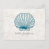Royal Blue Rustic Seashell Table Number Briefkaart (Voorkant)