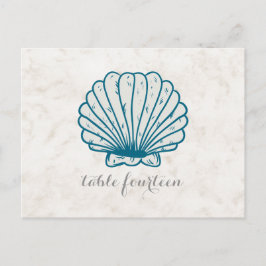 Royal Blue Rustic Seashell Table Number Briefkaart
