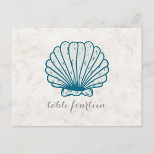 Royal Blue Rustic Seashell Table Number Briefkaart