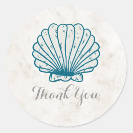 Royal Blue Rustic Seashell Weddenschap Bedankt Ronde Sticker