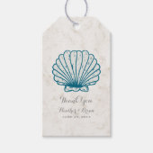 Royal Blue Rustic Seashell Wedding Cadeaulabel (Voorkant)