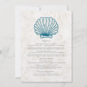 Royal Blue Rustic Seashell Wedding Information Kaart (Voorkant)