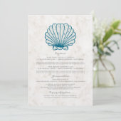 Royal Blue Rustic Seashell Wedding Information Kaart (Staand voorkant)