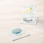 Royal Blue Rustic Seashell Wedding Kartonnen Onderzetters (Insitu)