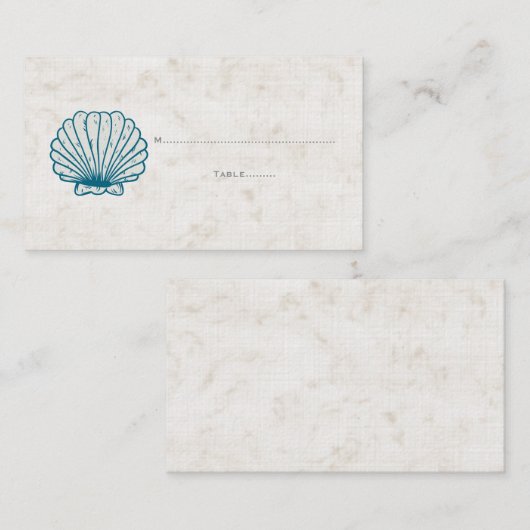 Royal Blue Rustic Seashell Wedding Place Kaarten Plaatskaartje (Voorkant / Achterkant)