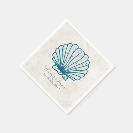 Royal Blue Rustic Seashell Wedding Servet (Hoek)