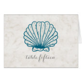 Royal Blue Rustic Seashell Wedding Table Number (Voorkant Horizontaal)
