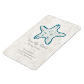 Royal Blue Rustic Starfish Save the Date Magneet (Linkerzijde)