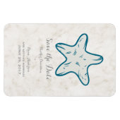 Royal Blue Rustic Starfish Save the Date Magneet (Horizontaal)