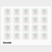 Royal Blue Rustic Starfish Save the Date Vierkante Sticker (Vel)