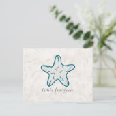 Royal Blue Rustic Starfish Table Number Briefkaart (Staand voorkant)