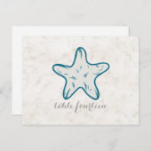 Royal Blue Rustic Starfish Table Number Briefkaart (Voorkant / Achterkant)