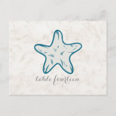 Royal Blue Rustic Starfish Table Number Briefkaart (Voorkant)