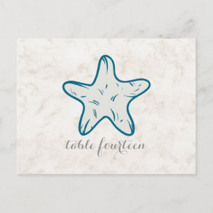 Royal Blue Rustic Starfish Table Number Briefkaart