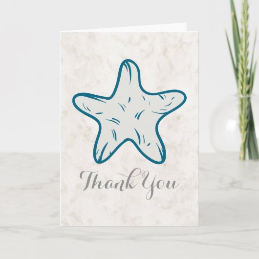 Royal Blue Rustic Starfish Weddenschap Bedankt (Voorkant)