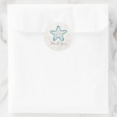 Royal Blue Rustic Starfish Weddenschap Bedankt Ronde Sticker (Tas)