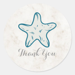Royal Blue Rustic Starfish Weddenschap Bedankt Ronde Sticker