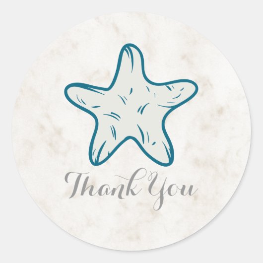Royal Blue Rustic Starfish Weddenschap Bedankt Ronde Sticker (Voorkant)