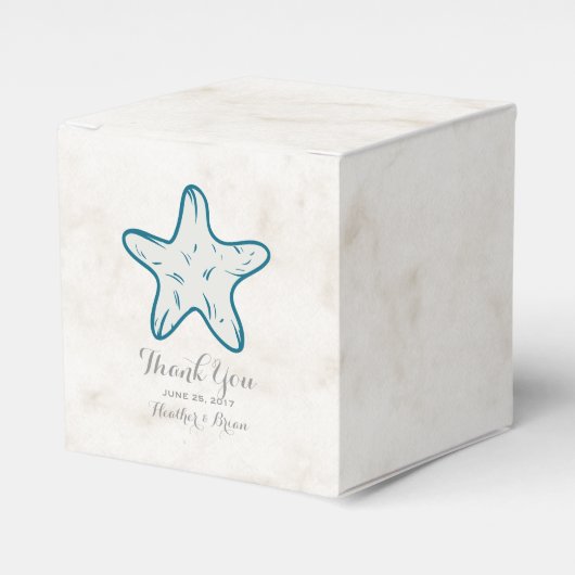 Royal Blue Rustic Starfish Wedding Bedankdoosjes (Voorkant Zijde)