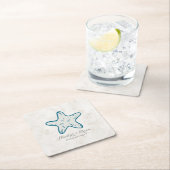 Royal Blue Rustic Starfish Wedding Kartonnen Onderzetters (Insitu)