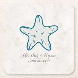 Royal Blue Rustic Starfish Wedding Kartonnen Onderzetters