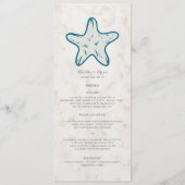 Royal Blue Rustic Starfish Wedding Menu (Voorkant)