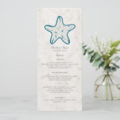 Royal Blue Rustic Starfish Wedding Menu (Staand voorkant)