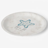 Royal Blue Rustic Starfish Wedding Papieren Bordje (Gekanteld)