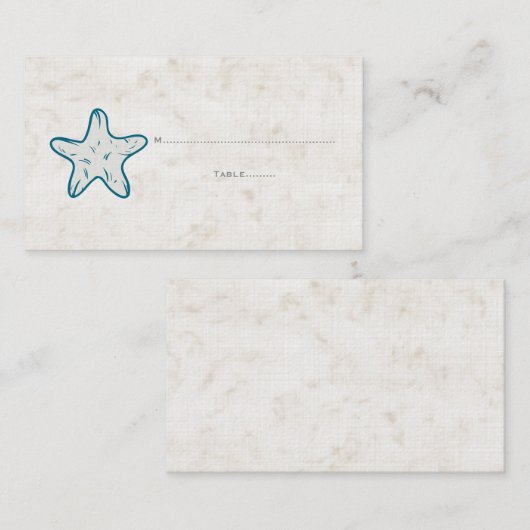 Royal Blue Rustic Starfish Wedding Place Kaarten Plaatskaartje (Voorkant / Achterkant)