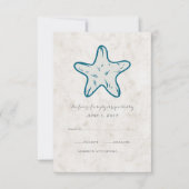 Royal Blue Rustic Starfish Wedding RSVP Kaart (Voorkant)