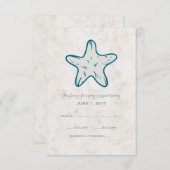 Royal Blue Rustic Starfish Wedding RSVP Kaart (Voorkant / Achterkant)