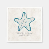 Royal Blue Rustic Starfish Wedding Servetten (Voorkant)