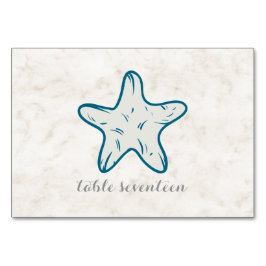 Royal Blue Rustic Starfish Wedding Table Kaart