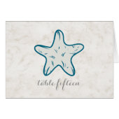 Royal Blue Rustic Starfish Wedding Table Number (Voorkant Horizontaal)