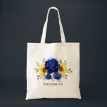 Royal Blue Rustic Sunflower Bridesmaid gift Tote Bag<br><div class="desc">De Elegant en modern rustic country bruiloft cadeau canvas tas is voorzien van felgele zonnebloem,  Royal blue peonies,  baby,  gypsophila floral lijst / kreet met eucalyptusbladeren. Zoek meer overeenkomende design en variaties uit mijn winkel met 'blissweddingpaperie'. Je kunt contact met me opnemen voor meer aanpassingen of overeenkomende objecten.</div>