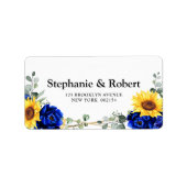 Royal Blue Rustic Sunflower Geometric Wedding Etiket (Voorkant)
