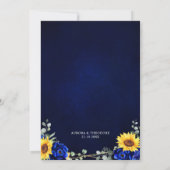 Royal Blue Rustic Sunflower Geometric Wedding Inv Kaart (Achterkant)