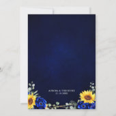 Royal Blue Rustic Sunflower Geometric Wedding Inv Kaart (Achterkant)