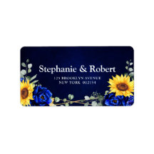 Royal Blue Rustic Sunflower Geometric Wedding Lab