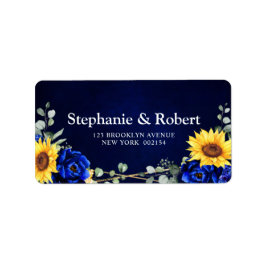 Royal Blue Rustic Sunflower Geometric Wedding Lab Etiket
