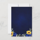 Royal Blue Rustic Sunflower Geometric Wedding RSV RSVP Kaartje (Achterkant)