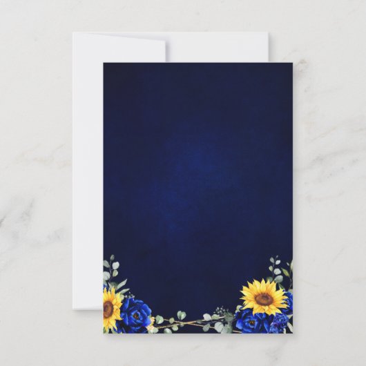 Royal Blue Rustic Sunflower Geometric Wedding RSV RSVP Kaartje (Achterkant)